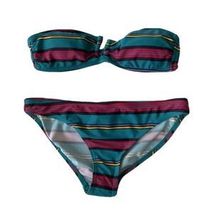Converse One Star S Green Striped 2 Pc Bikini Set